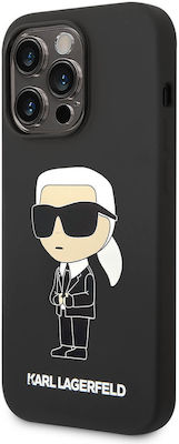 Karl Lagerfeld Liquid Umschlag Rückseite Silikon Schwarz (iPhone 15 Pro Max)