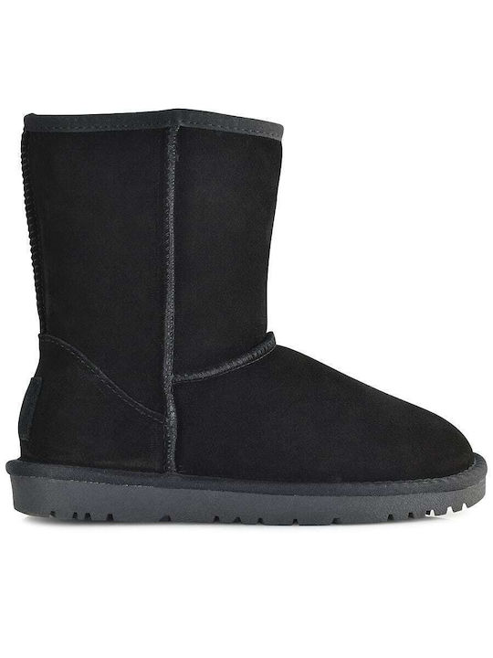 Kelara Leder Damenstiefel mit Pelz Schwarz