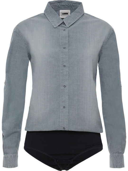 Women's Polka Dot Long Sleeve Shirt Blue