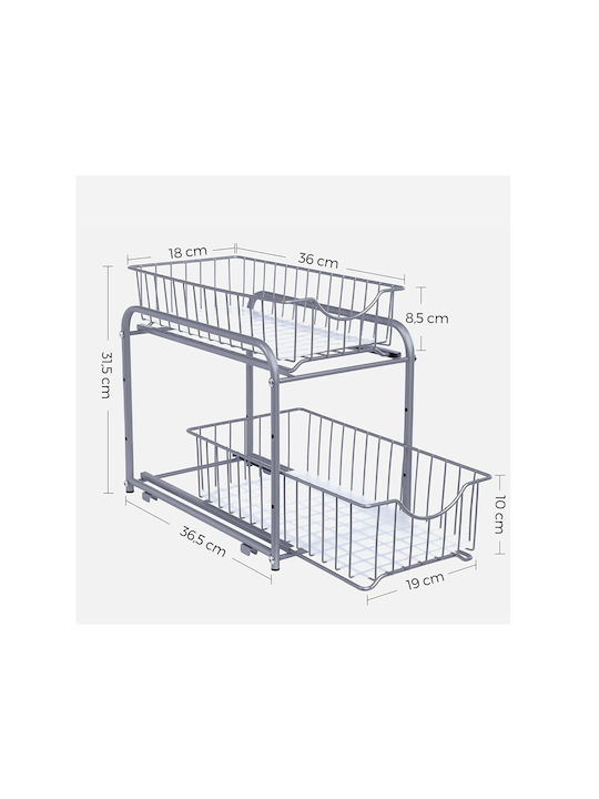 Songmics Επιτραπέζια Βάση Μεταλλική 36.5x21x31.5εκ. Ασημί
