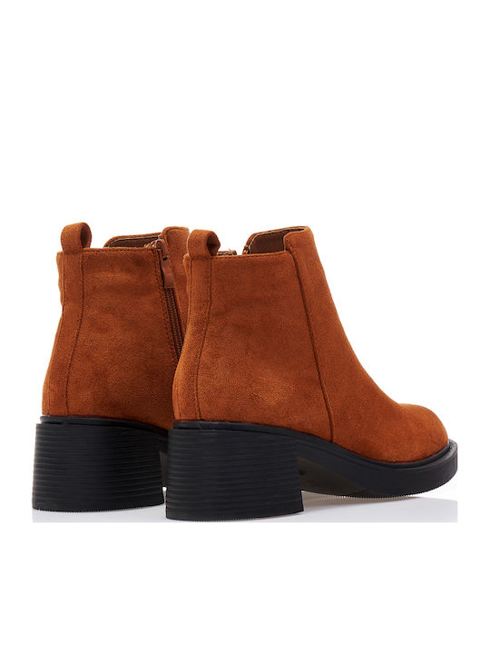 Suede Γυναικεία Μποτάκια Καφέ