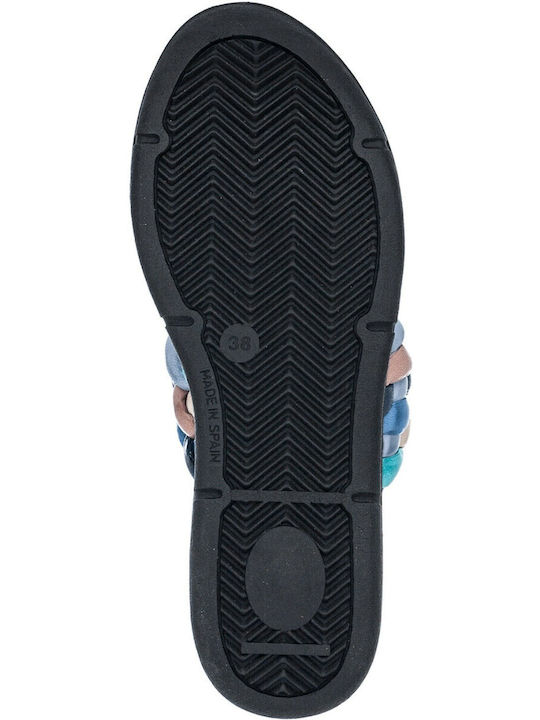 Women's Leather Platform Shoes Blue