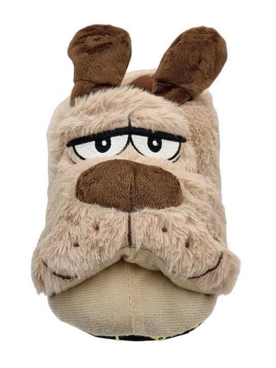 Winterliche Herrenhausschuhe mit Tiermotiven Beige