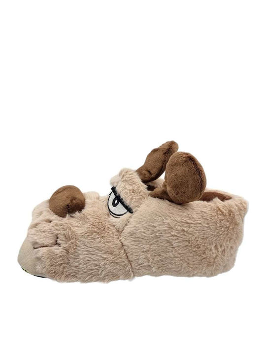Winterliche Herrenhausschuhe mit Tiermotiven Beige
