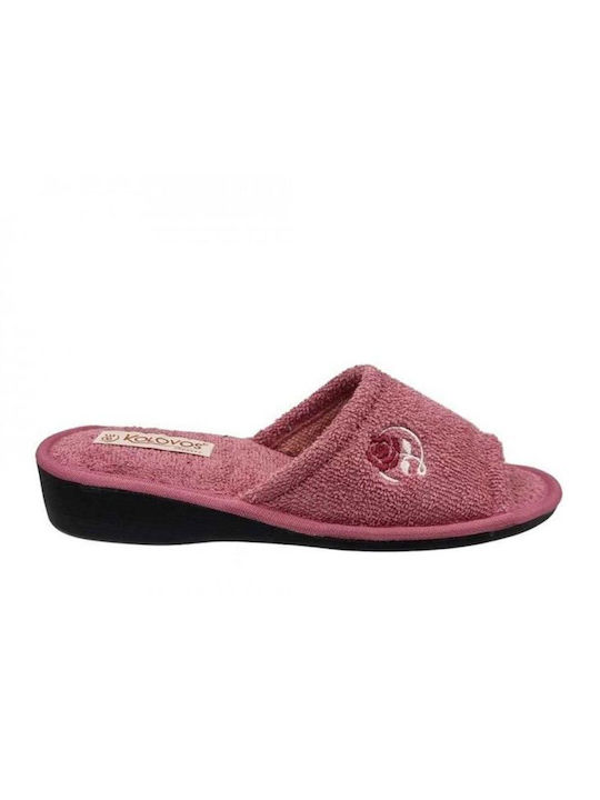 Kolovos Frottee Winter Damen Hausschuhe in Rosa Farbe