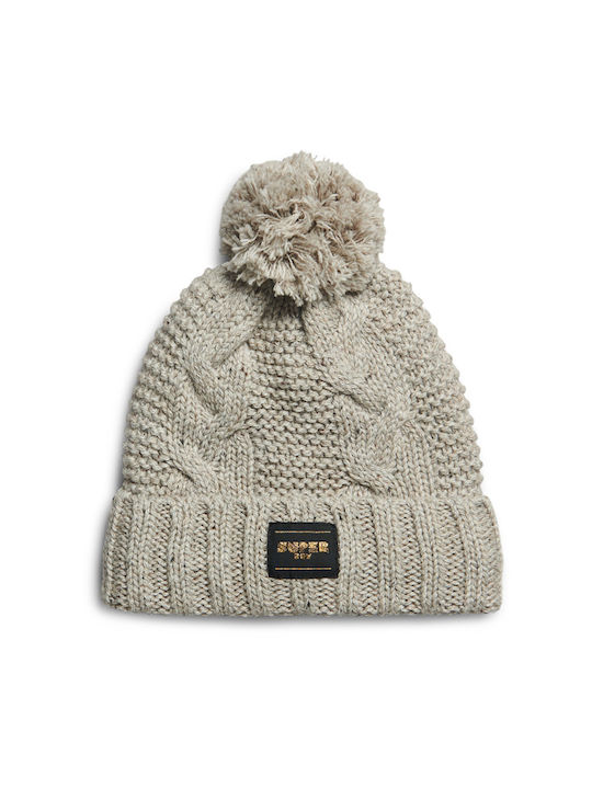 Superdry Cable Knit Knitted Beanie Cap Beige