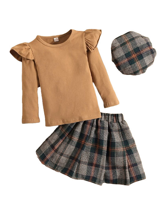 TakTakBaby Kids Set with Skirt Winter 3pcs Coffee