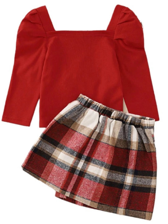 TakTakBaby Kids Set with Skirt Winter 2pcs Red