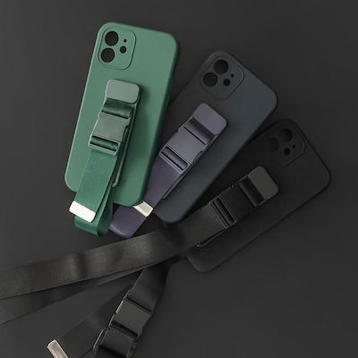 Hurtel Rope Silicone Back Cover with Strap Black (Galaxy S22 Ultra)