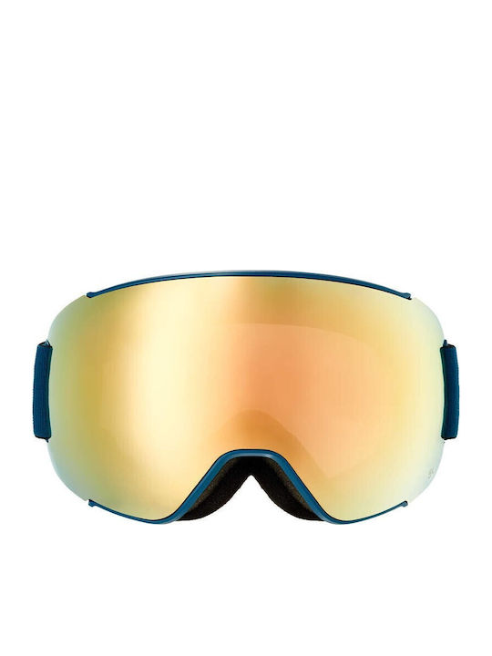 Head Μάσκα Σκι & Snowboard Ενηλίκων Μπλε με Φακό σε Χρυσό Χρώμα