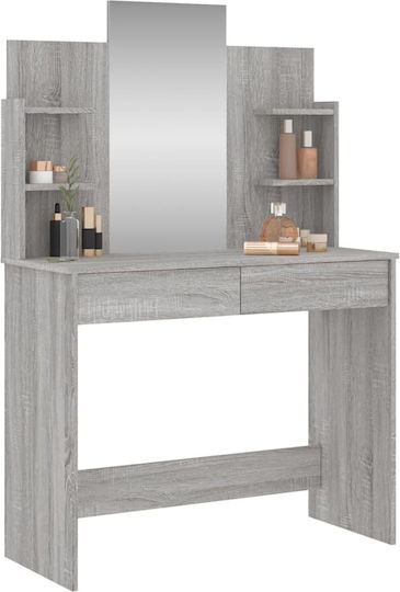 Bodenstehende Schminktisch Schlafzimmer Holz Grau mit Spiegel 96x39x142cm