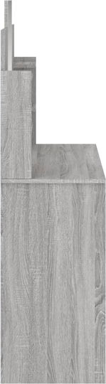 Bodenstehende Schminktisch Schlafzimmer Holz Grau mit Spiegel 96x39x142cm