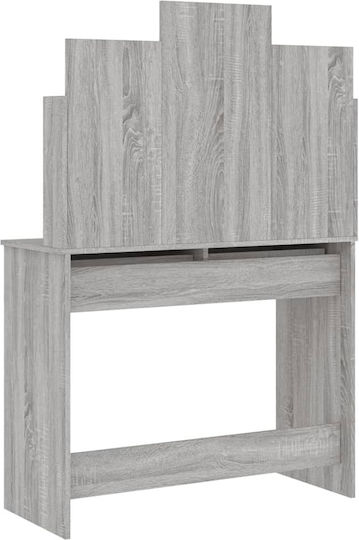 Bodenstehende Schminktisch Schlafzimmer Holz Grau mit Spiegel 96x39x142cm