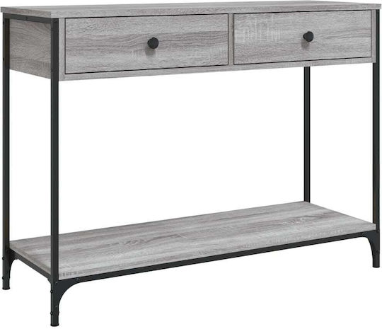 Console Table Wood & Metal Grey Sonoma L100xW34.5xH75cm