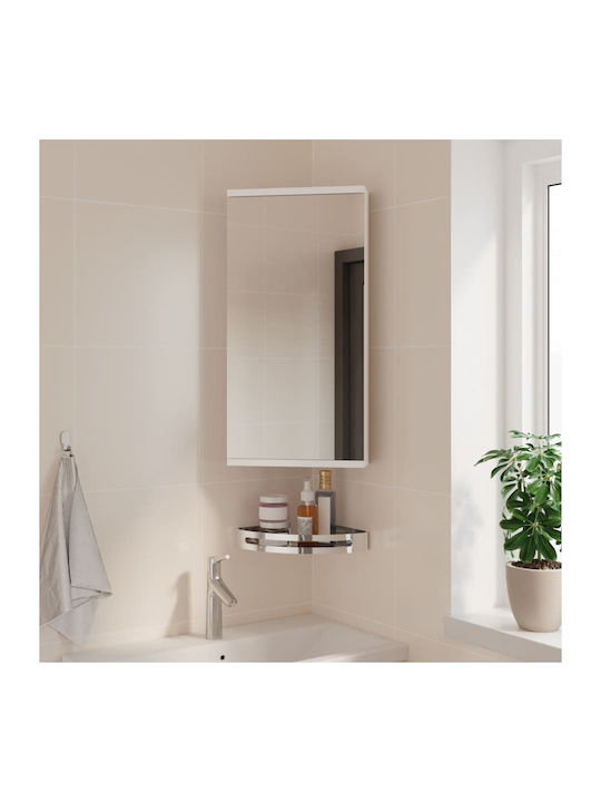 vidaXL Bathroom Mirror with Shelf & Cabinet 30x24cm White