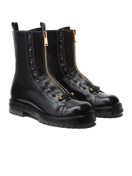 Leather Black Men's Boots with Zipper