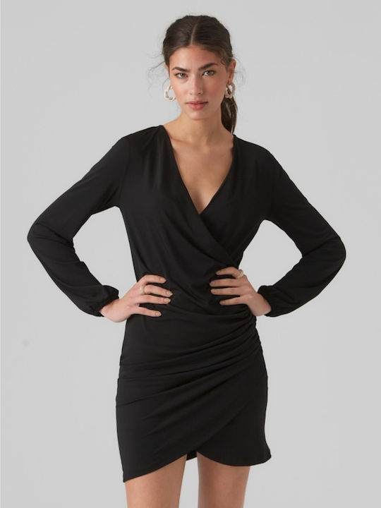 Vero Moda Mini Φόρεμα Κρουαζέ Μαυρό