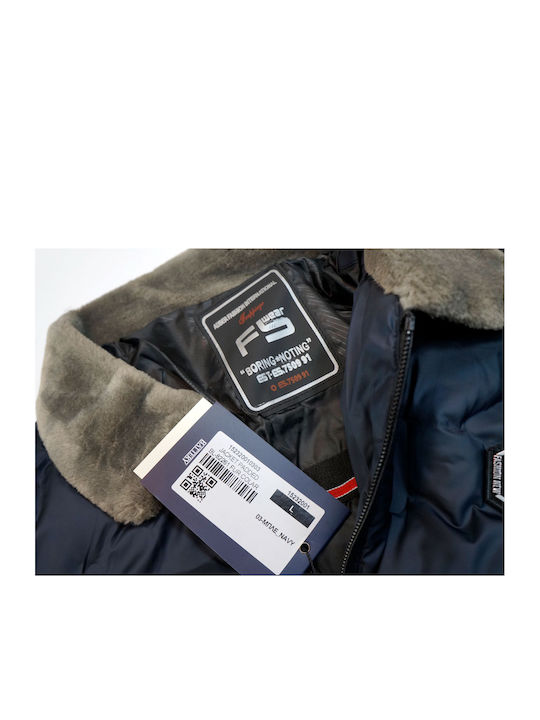 Battery Herren Winter Jacke Lässig Navy