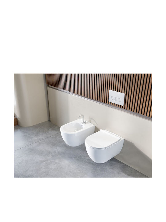 Cerastyle City Λεκάνη Κρεμαστή Rimless με Slim Κάλυμμα Duroplast Soft Close Λευκή Cerastyle City Λεκάνη Κρεμαστή Rimless με Slim Κάλυμμα Duroplast Soft Close Λευκή