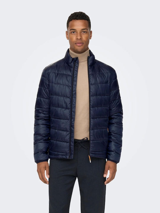 Only & Sons Herren Winter Jacke Lässig Dark Blue