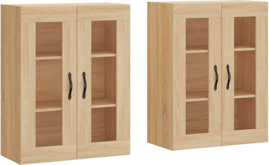 Wand Wohnzimmer Vitrine aus Spanplatte mit Verglasung 139x34x90cm