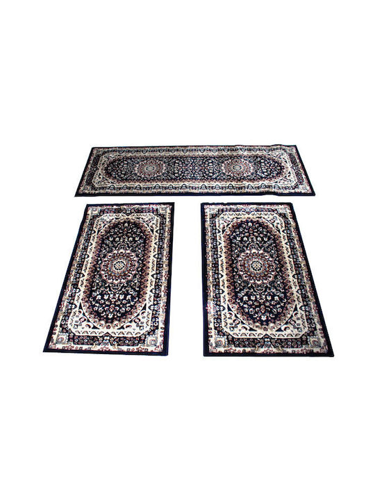SpitiBazaar Σετ Χαλιά Κρεβατοκάμαρας Λευκό-Μπλε SB.00012 3τμχ
