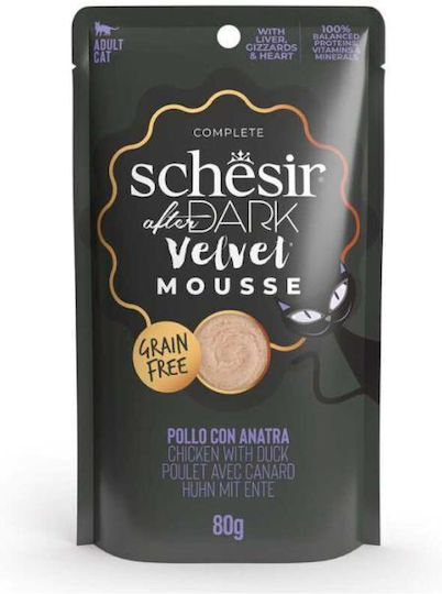 Schesir After Dark Wet Food for Adult Cats in Pouches with Chicken and Duck Grain-Free 80gr