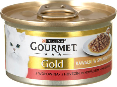 Purina Gourmet Gold Nasses Katzenfutter für Katze in Dose mit Rindfleisch 85gr