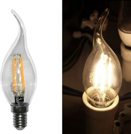 Aca Λάμπα LED 4W για Ντουί E14 και Σχήμα C35 Θερμό Λευκό 570lm