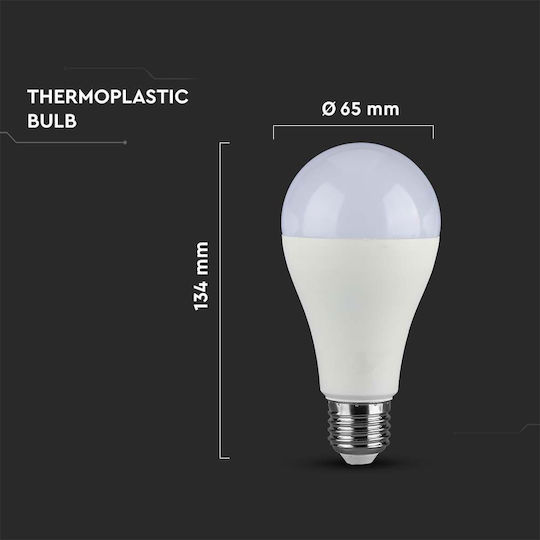V-TAC Λάμπα LED 15W 134mm για Ντουί E27 και Σχήμα A65 Φυσικό Λευκό 1521lm