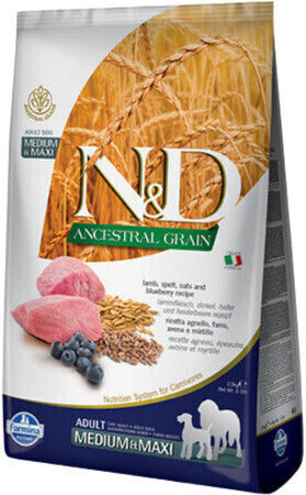 Farmina Lamb & Blueberry Adult Medium & Maxi 12kg Dry Food with Few Grains for Adult Medium & Large Breed Dogs with Lamb