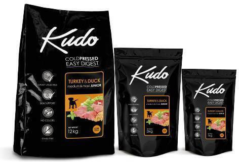 Kudo Medium & Maxi Adult 12kg Dry Food for Adult Medium & Large Breed Dogs with Turkey and Duck