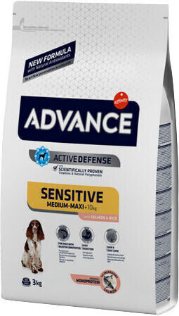 Advance Sensitive Medium/Maxi 12kg Ξηρά Τροφή χωρίς Γλουτένη για Ενήλικους Σκύλους Μεσαίων Φυλών με Ρύζι και Σολομό