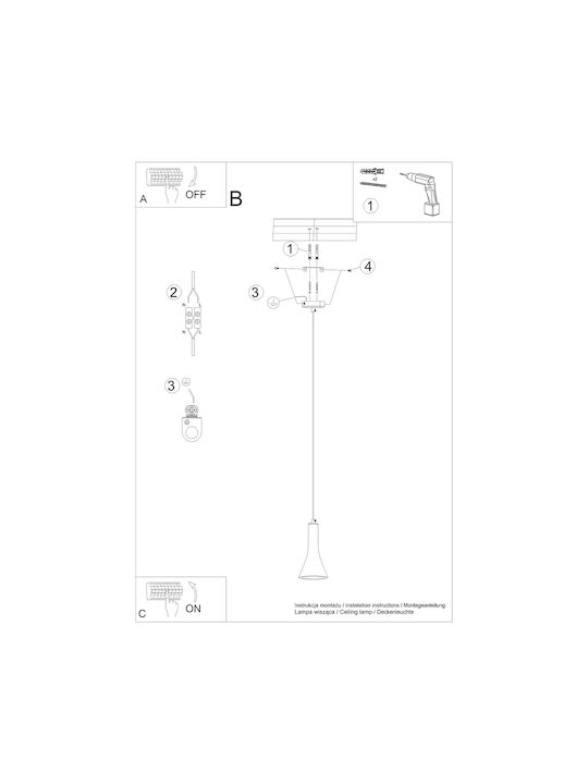 Sollux Pendant Light Gray with Socket E14, E.14 32x15cm