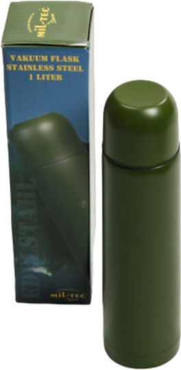 Mil-Tec Bottle Thermos Stainless Steel 1lt Green with Cap-Cup