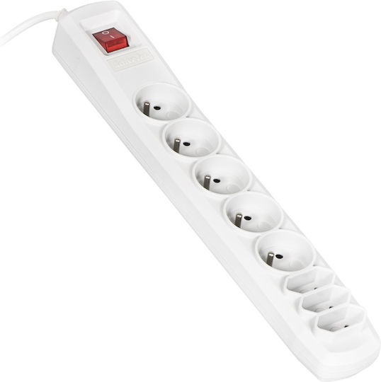 Active Jet APN-8G/3M-GR Πολύπριζο 5 Θέσεων με Διακόπτη και Καλώδιο 3m