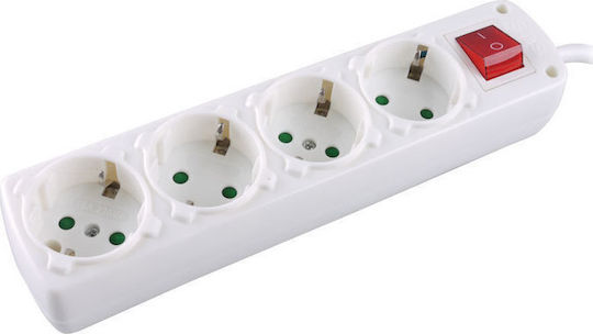 Power Strip with Surge Protection 4 Positions with Switch and Cable 1.5m