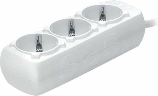 SAS Power Strip with Surge Protection 3 Positions with Switch and Cable 3m