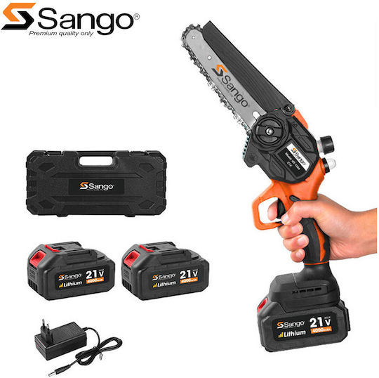 Sango Baumschneider Akku-Kettensäge 2x4Ah Bürstenlos 21V 1.55kg 2X4,0Ah mit Schiene Schnitzklinge 15cm
