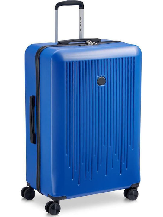 Delsey Christine Large Travel Suitcase Hard Blue with 4 Wheels Height 75cm 389482112EU