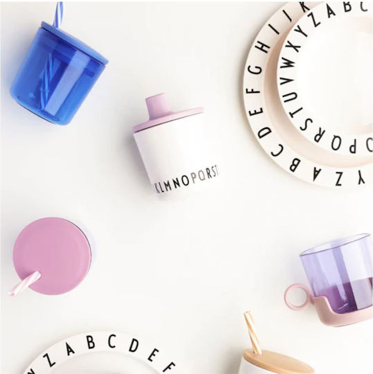 Design Letters Παιδικό Παγούρι με Καλαμάκι Μωβ
