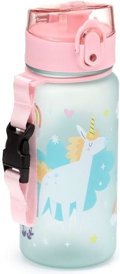 Puckator Pop Top Kids Water Bottle Unicorn Plastic with Straw 350ml