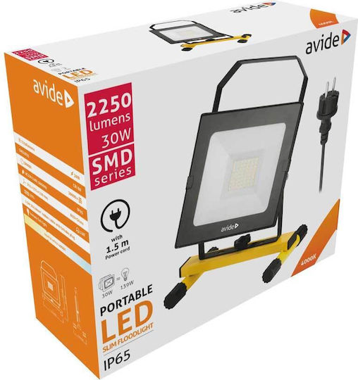 Avide Στεγανός Προβολέας LED 30W Φυσικό Λευκό 4000K IP65