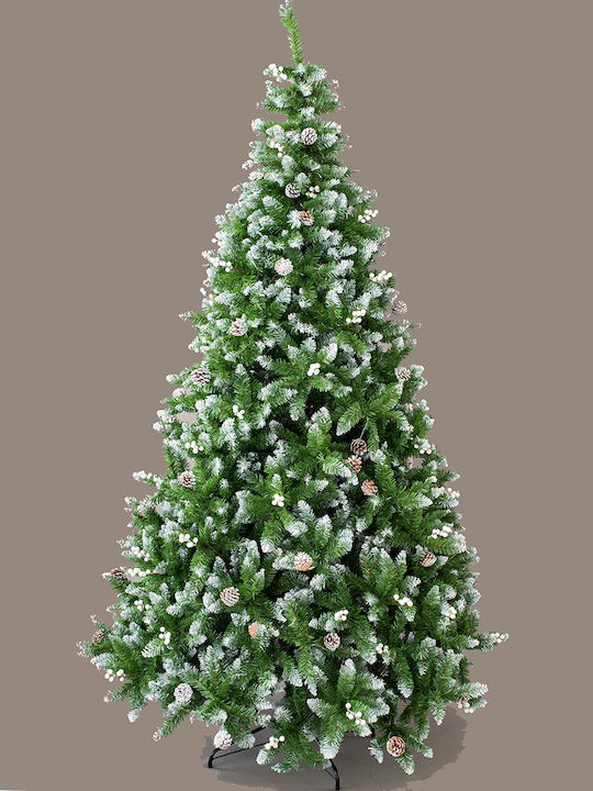 Μόσχα Snowy Christmas Green Tree with Metallic Base and Built in Branches H180cm