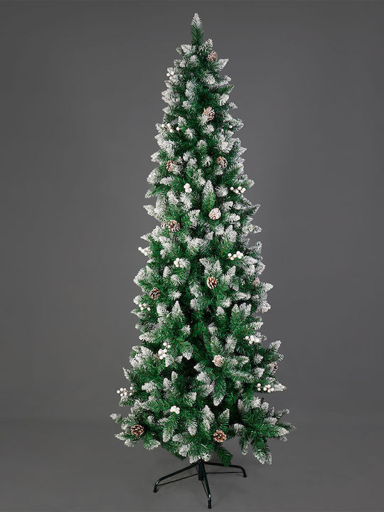 Snowy Christmas White Tree with Metallic Base H210cm