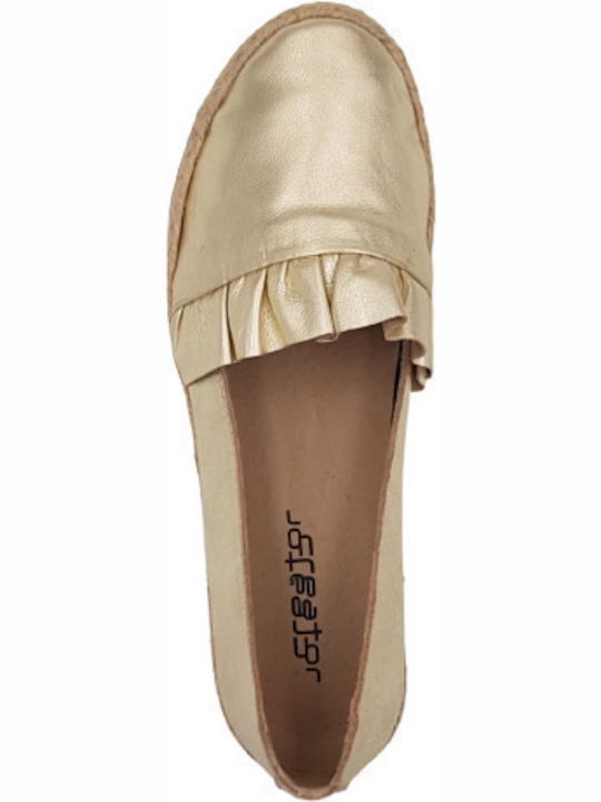 Women's Leather Espadrilles Gold