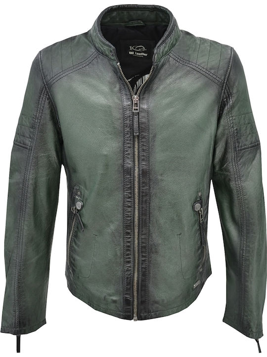 Δερμάτινα 100 Men's Winter Leather Jacket ARBOR-GREEN