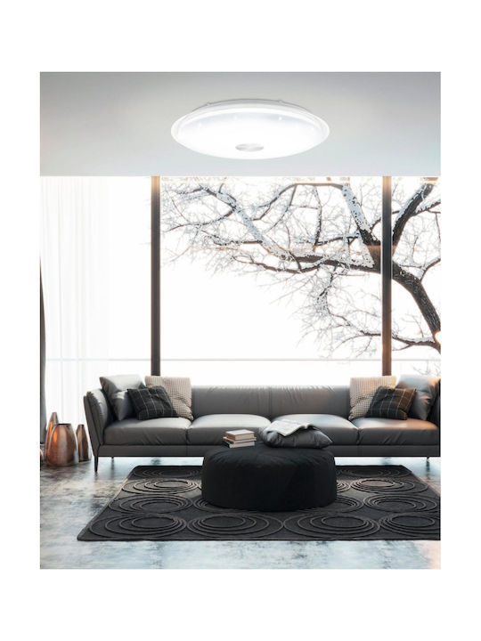 Eglo Lanciano Ceiling Mount Light 56cm White with Integrated LED and Crystals and Remote Control