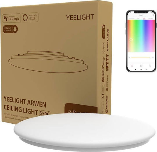 Yeelight Arwen Smart Deckenleuchte 59.8cm Weiß mit Integrierter LED und Fernbedienung
