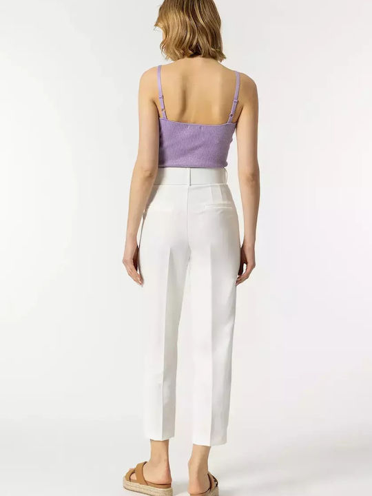Women's High-waisted Chino Trousers Off-White.